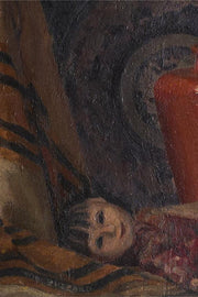 c.1930 oil on board 'The Japanese Doll' By Wini Buzzard
