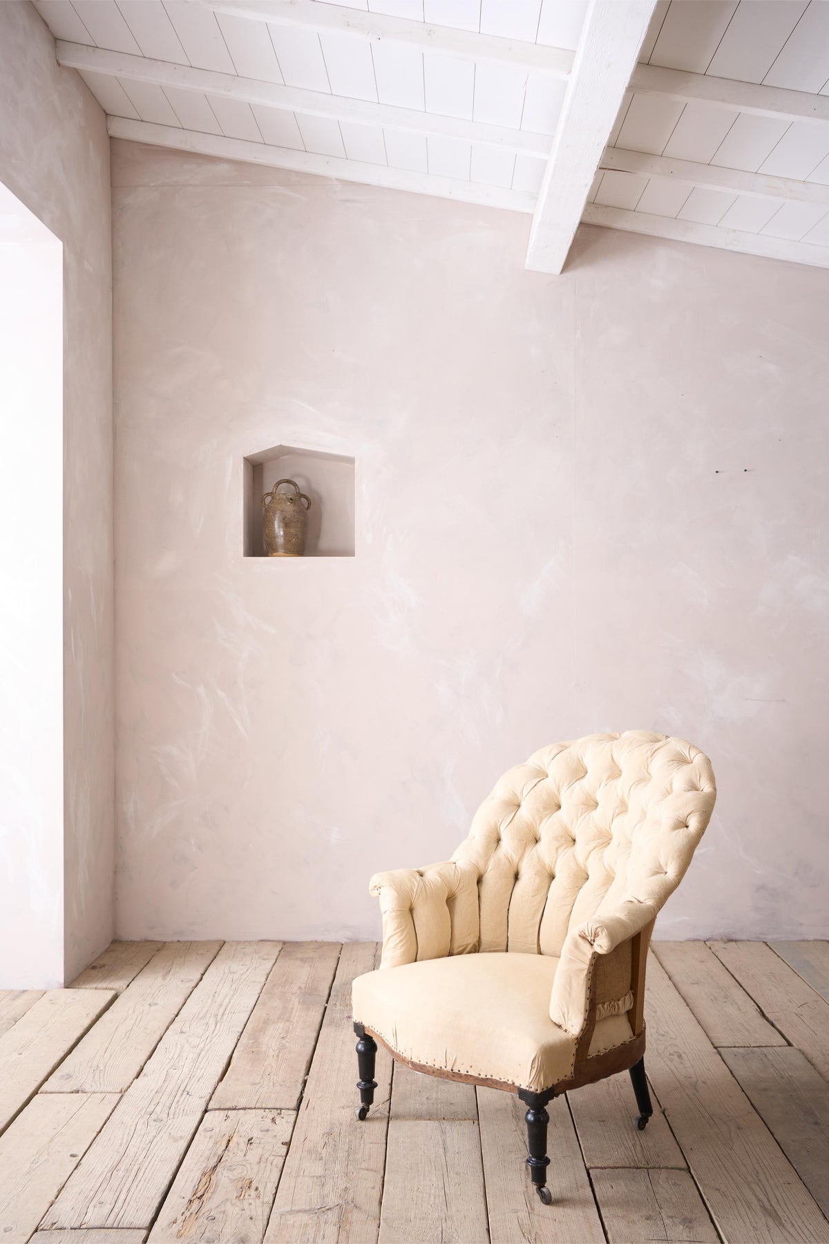 Napoleon III buttoned curved back armchair - TallBoy Interiors