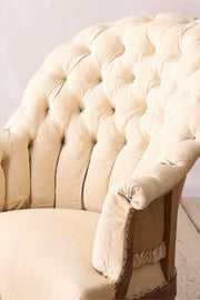 Napoleon III buttoned curved back armchair - TallBoy Interiors