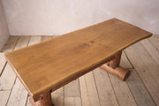 20th century Naturalistic oak slab console table