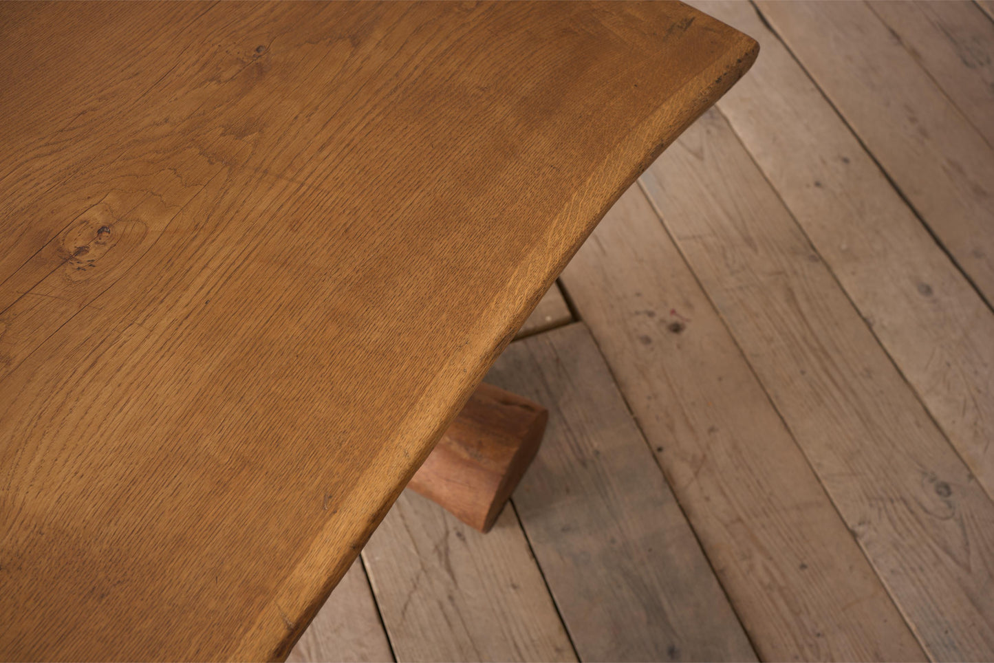 20th century Naturalistic oak slab console table