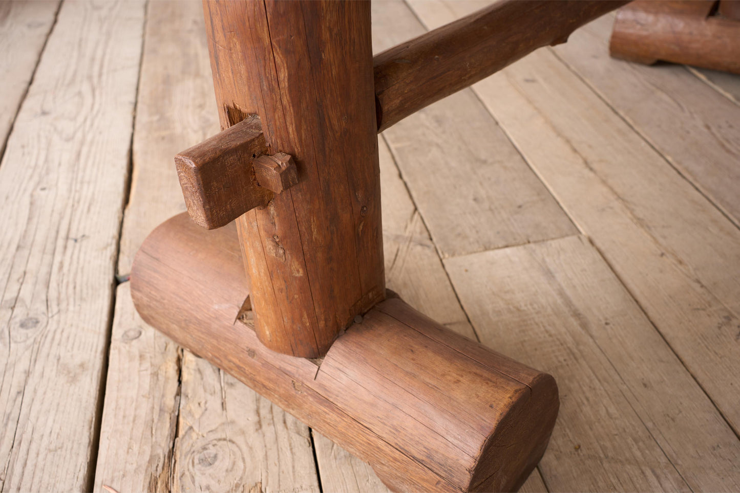20th century Naturalistic oak slab console table