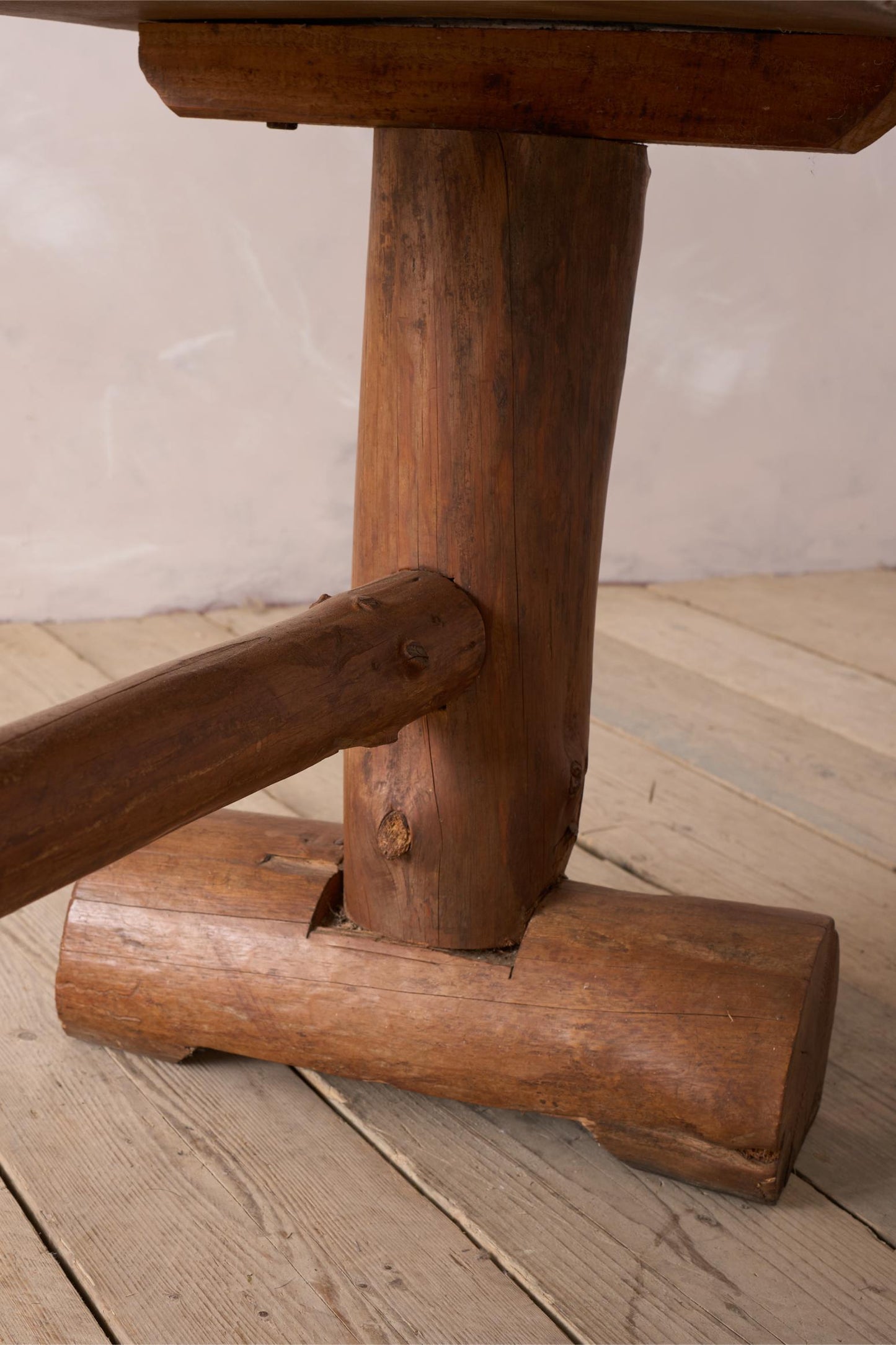 20th century Naturalistic oak slab console table