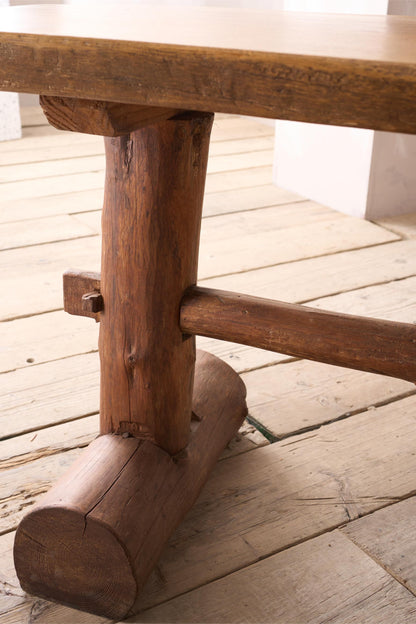 20th century Naturalistic oak slab console table