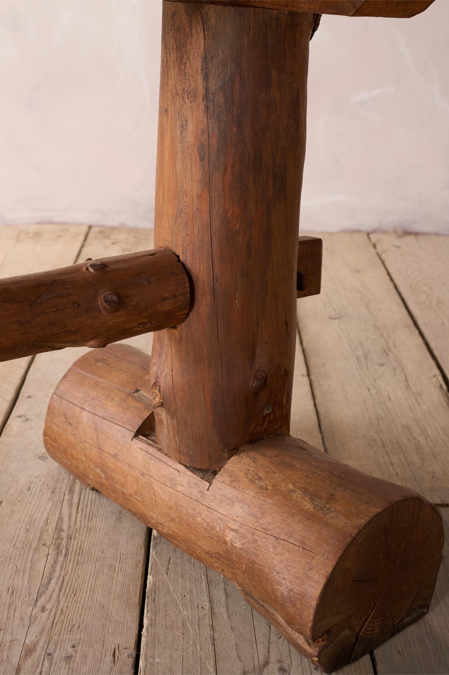 20th century Naturalistic oak slab console table