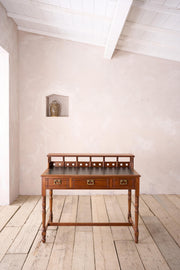 19th century Art Nouveau Secessionist leather and mahogany writing table - TallBoy Interiors