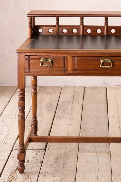 19th century Art Nouveau Secessionist leather and mahogany writing table
