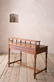 19th century Art Nouveau Secessionist leather and mahogany writing table - TallBoy Interiors