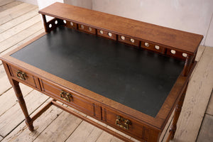 19th century Art Nouveau Secessionist leather and mahogany writing table
