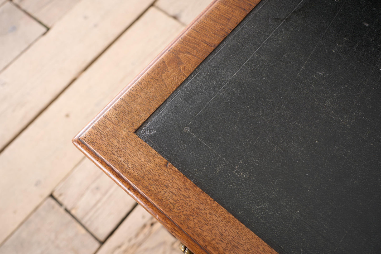 19th century Art Nouveau Secessionist leather and mahogany writing table