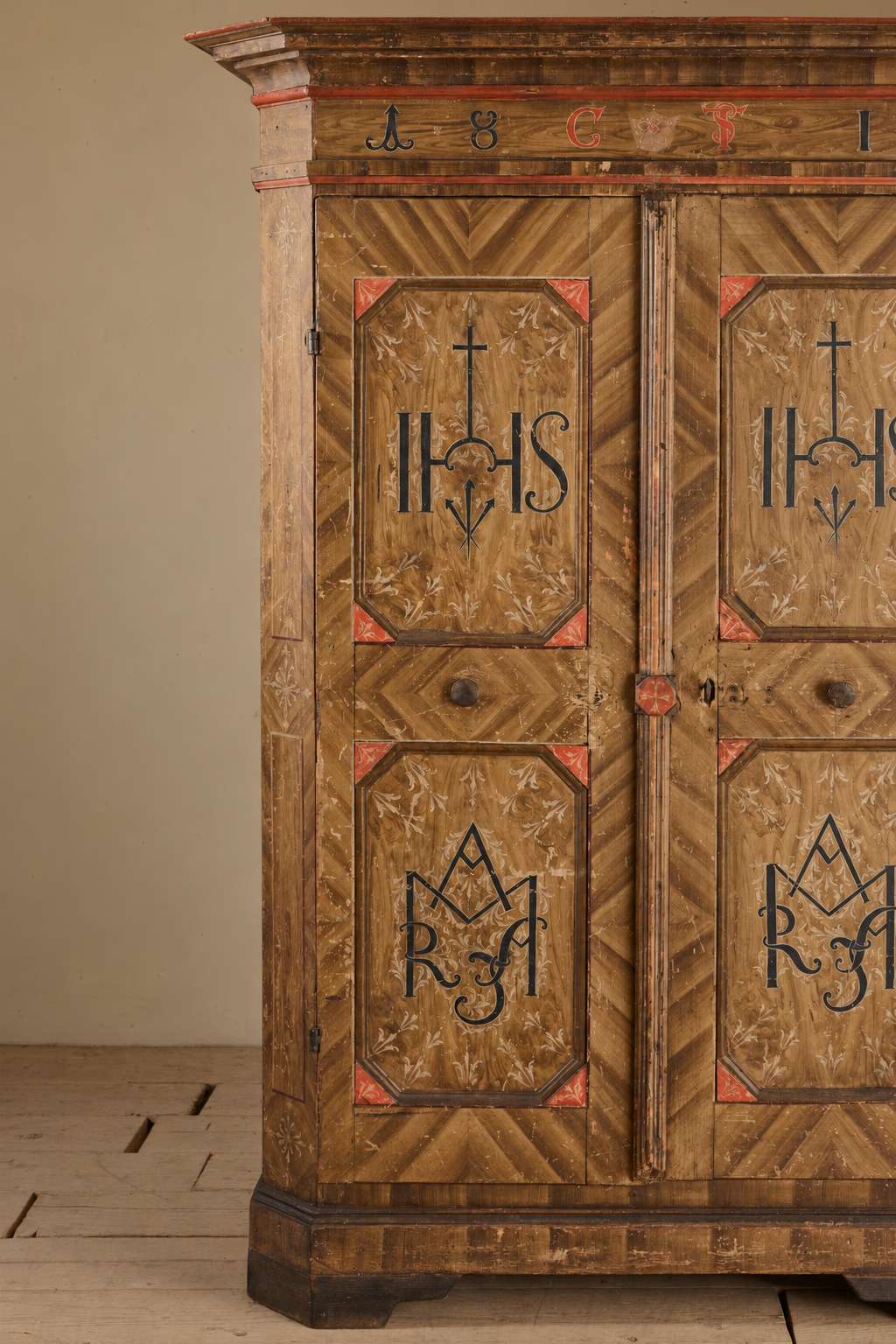 19th Century Italian painted Marriage cupboard - TallBoy Interiors