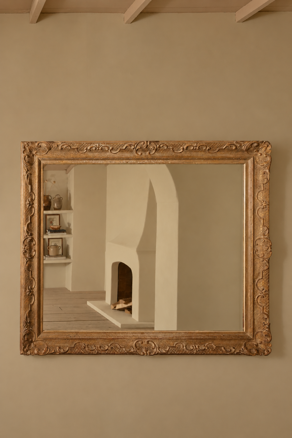 Very large 19th century Worn gilt mirror - TallBoy Interiors