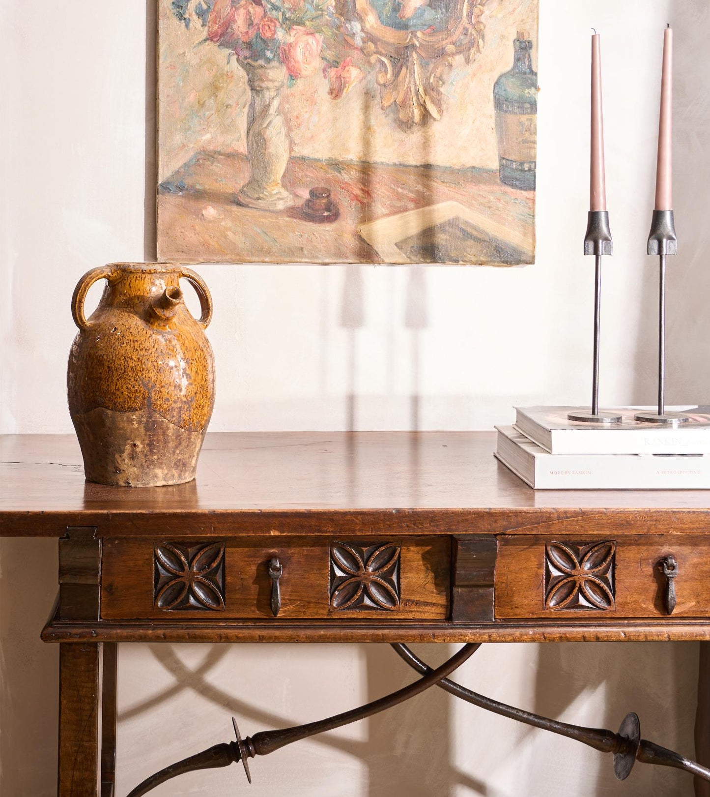Early 20th century French nut oil jar- Brown glaze