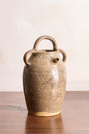 Early 20th century French nut oil jar- Grey glaze - TallBoy Interiors