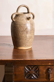 Early 20th century French nut oil jar- Grey glaze - TallBoy Interiors