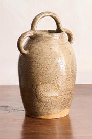 Early 20th century French nut oil jar- Grey glaze - TallBoy Interiors