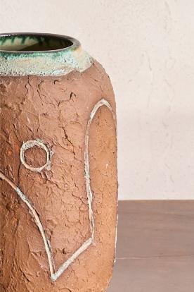 20th century blue and brown abstract studio pottery vase