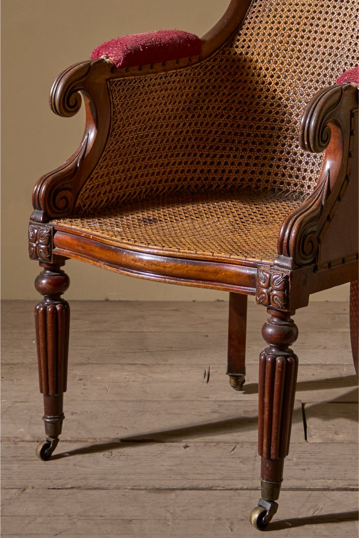 Victorian cane seated country house library chair