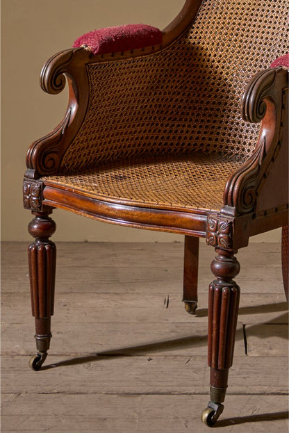 Victorian cane seated country house library chair