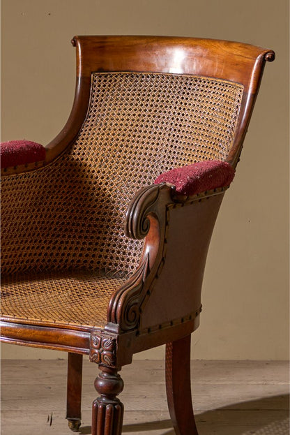 Victorian cane seated country house library chair