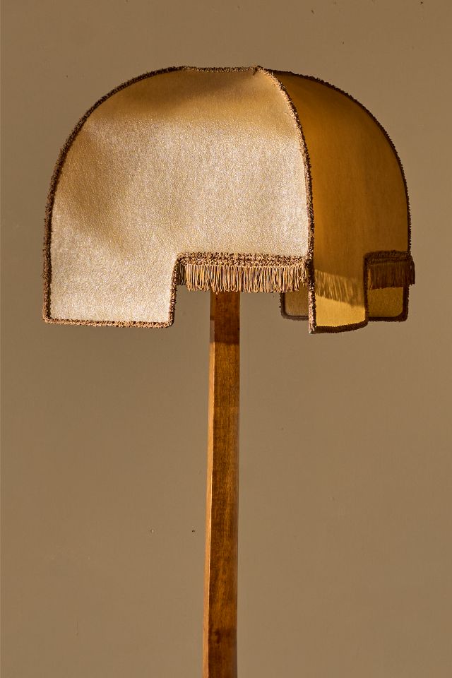 Art Deco satinwood floor lamp with velum shade