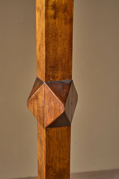 Art Deco satinwood floor lamp with velum shade