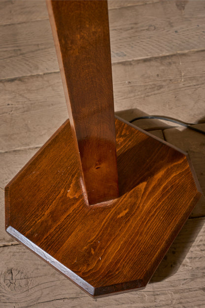 Art Deco satinwood floor lamp with velum shade