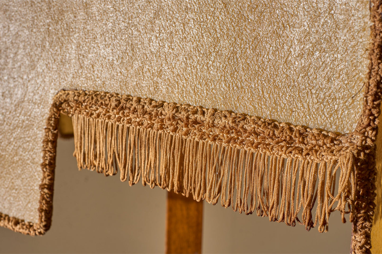 Art Deco satinwood floor lamp with velum shade