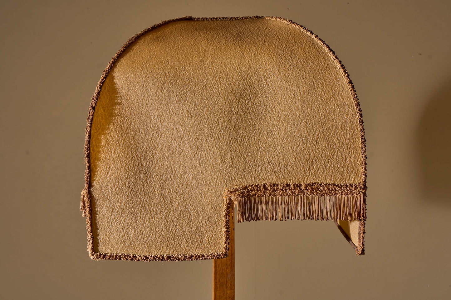 Art Deco satinwood floor lamp with velum shade