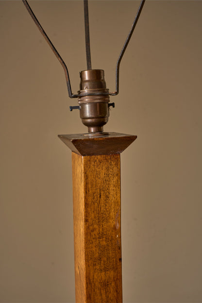 Art Deco satinwood floor lamp with velum shade