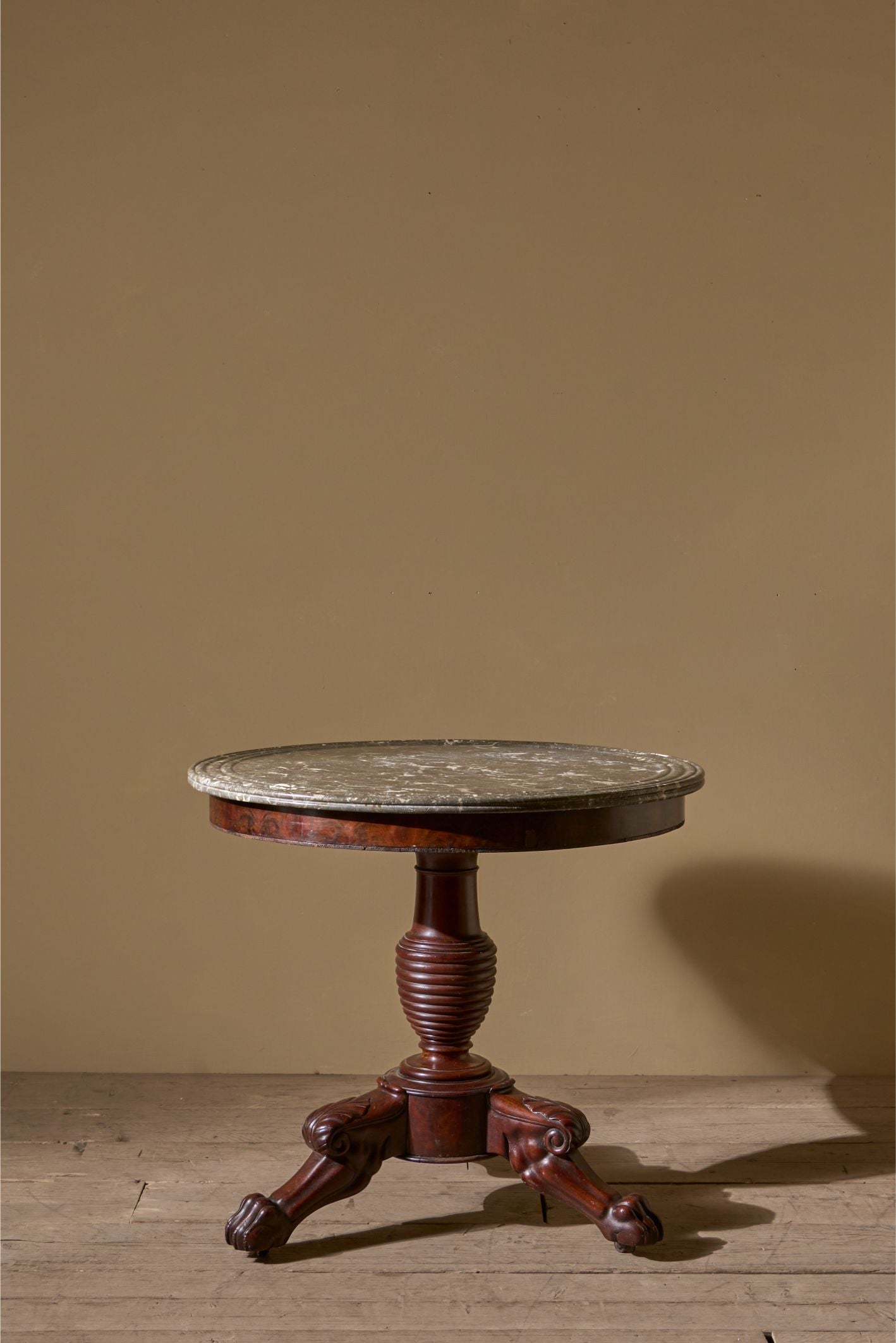 19th century Mahogany and Grey marble Gueridon table