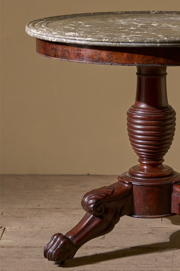 19th century Mahogany and Grey marble Gueridon table