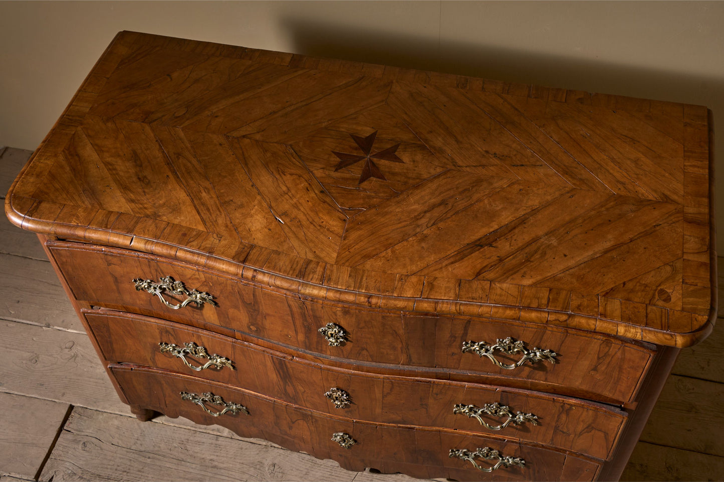 Rare 18th century Maltese Olive wood chest of drawers