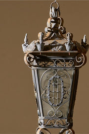 On hold - Large pair of Early 20th century iron and zinc French hanging lanterns - Pair 2 - TallBoy Interiors