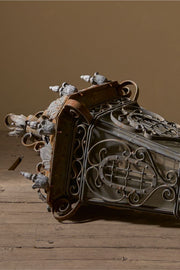On hold - Large pair of Early 20th century iron and zinc French hanging lanterns - Pair 2 - TallBoy Interiors
