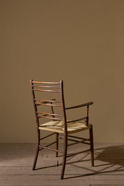 Arts & Crafts English oak and rush seat armchair - TallBoy Interiors