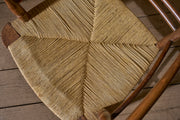 Arts & Crafts English oak and rush seat armchair - TallBoy Interiors