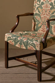 Georgian mahogany desk chair in tapestry fabric - TallBoy Interiors