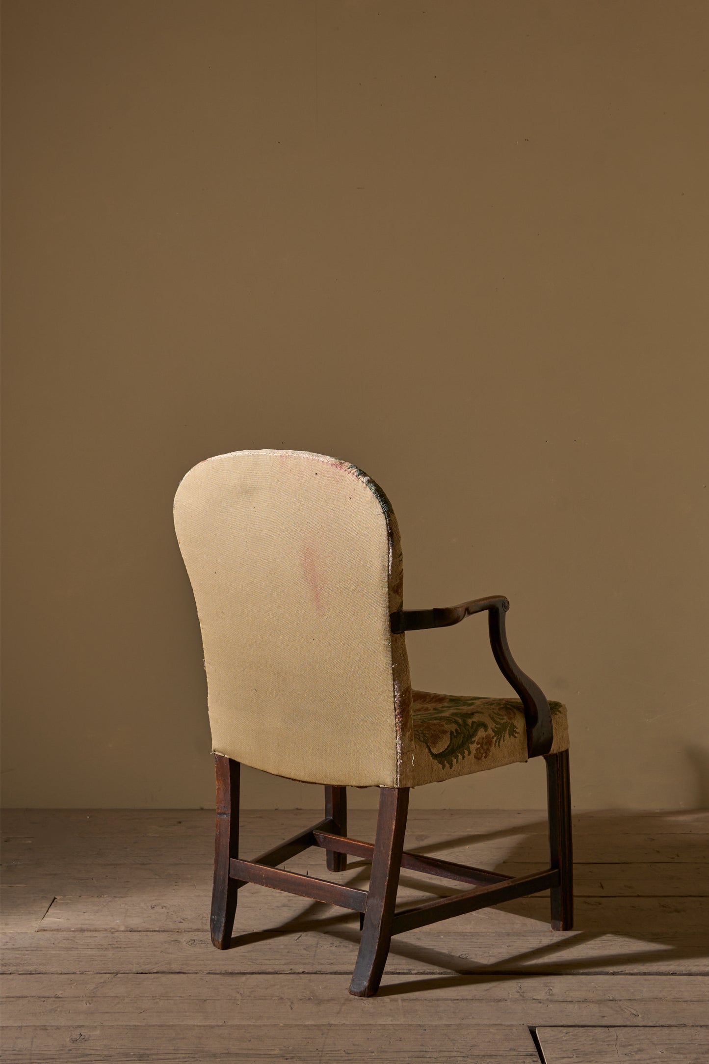 Georgian mahogany desk chair in tapestry fabric