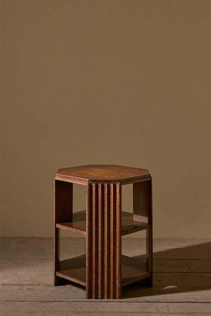 Art Deco limed oak shelved side table