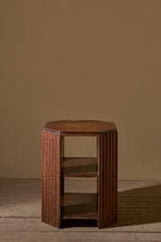 Art Deco limed oak shelved side table - TallBoy Interiors