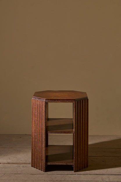 Art Deco limed oak shelved side table