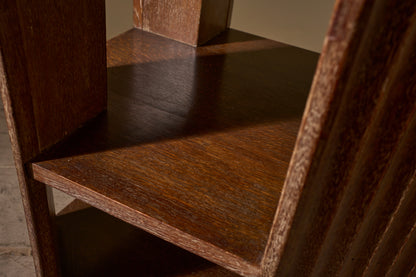 Art Deco limed oak shelved side table