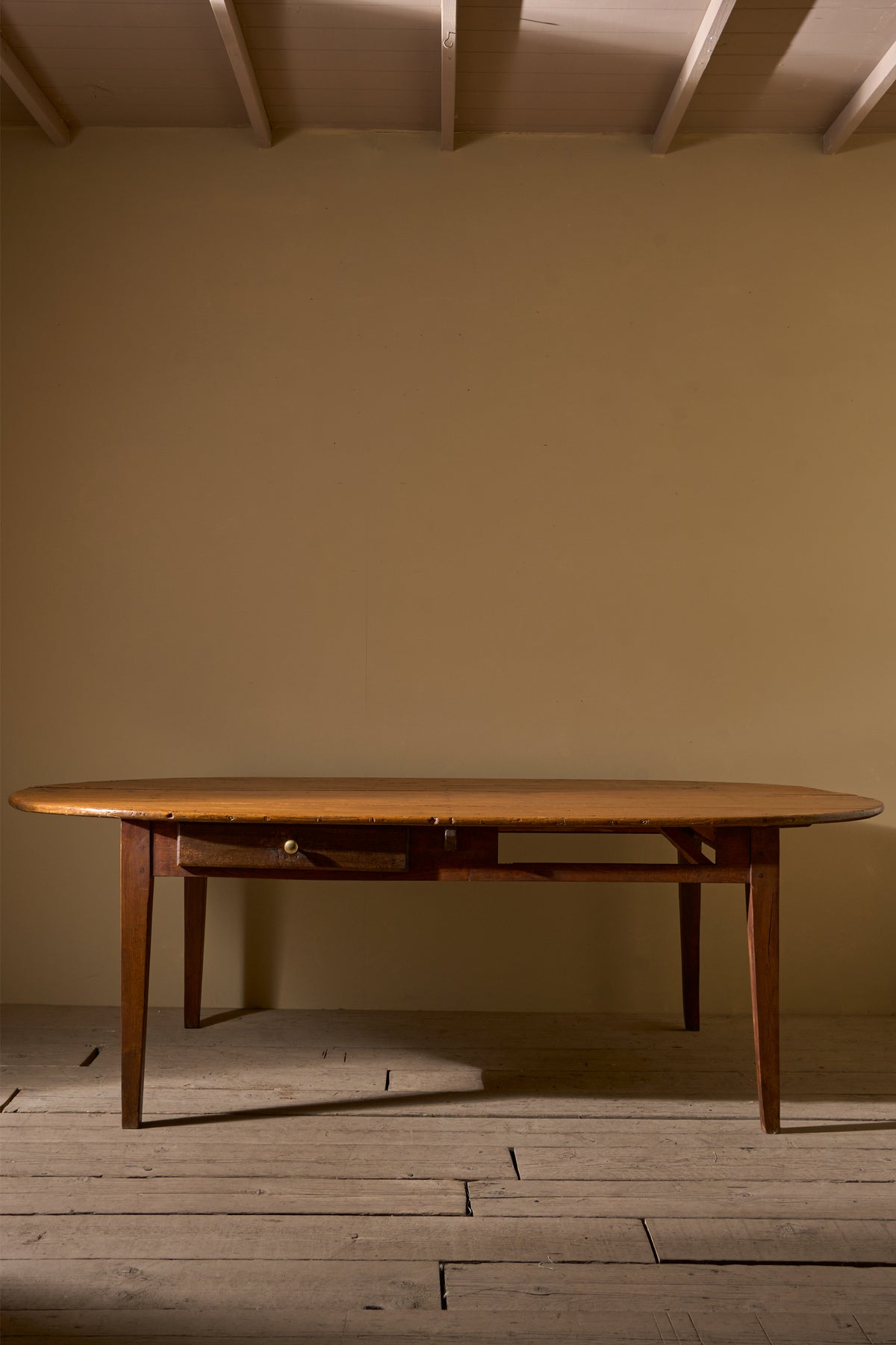 19th century French oak and fruitwood oval dining table - TallBoy Interiors