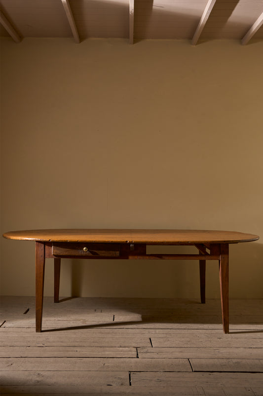 19th century French oak and fruitwood oval dining table - TallBoy Interiors