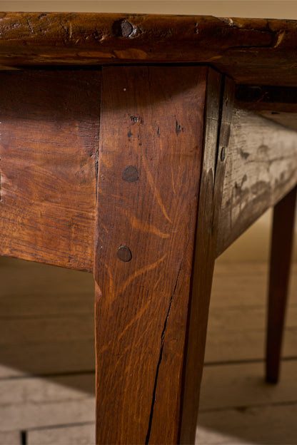 19th century French oak and fruitwood oval dining table