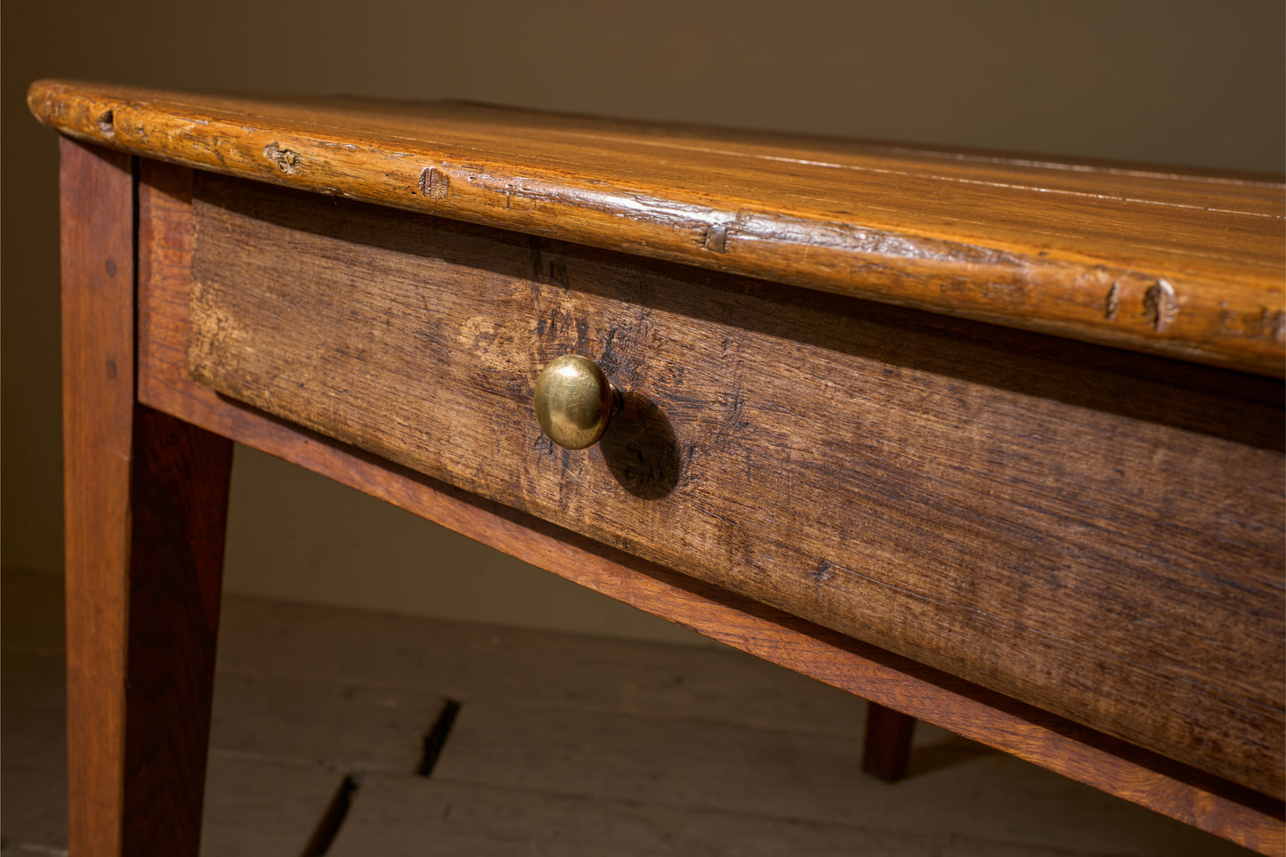 19th century French oak and fruitwood oval dining table