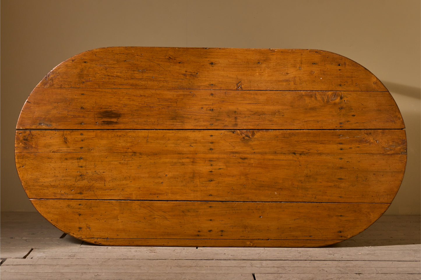 19th century French oak and fruitwood oval dining table
