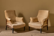 Pair of Napoleon III Plain square back armchairs