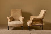 Pair of Napoleon III Plain square back armchairs